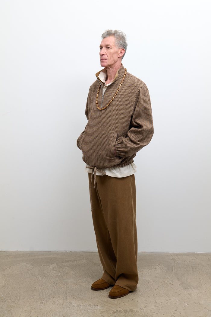 Miles Pullover - Brown Check Cotton/Wool