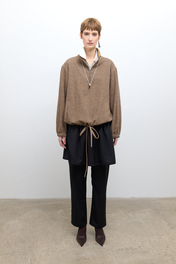 Miles Pullover - Brown Check Cotton/Wool