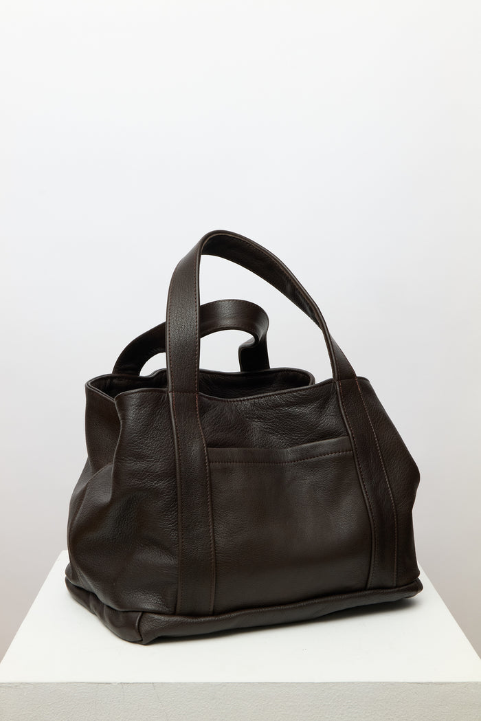 Mini Tote Bag - Brown Leather
