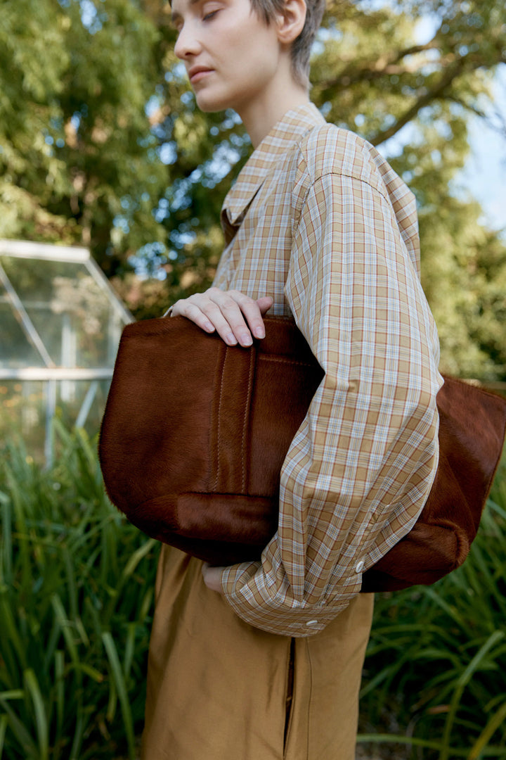 HAIR ON HIDE HORSY LEATHER MINI TOTE BAG