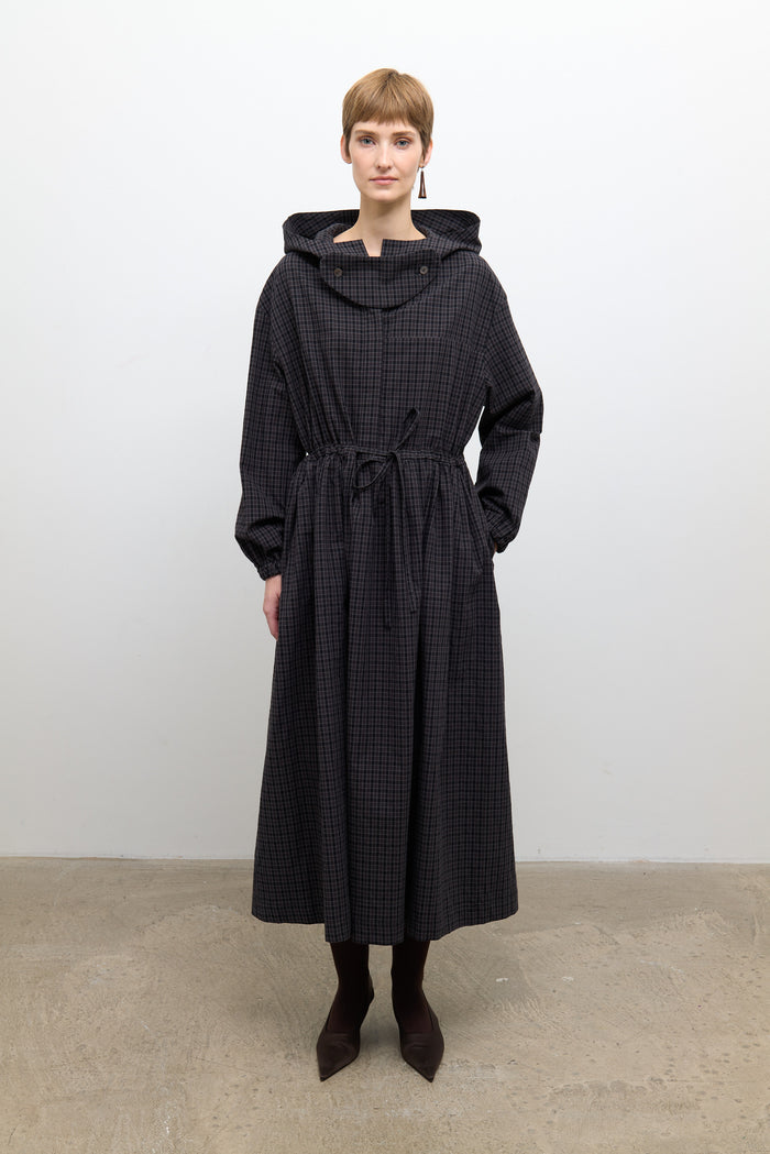 Mona Parka Dress - Ink/Smoke Check