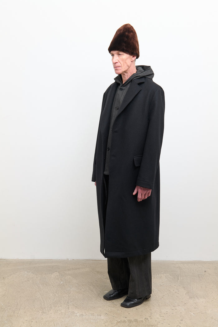 Mens Morris Coat - Black Wool