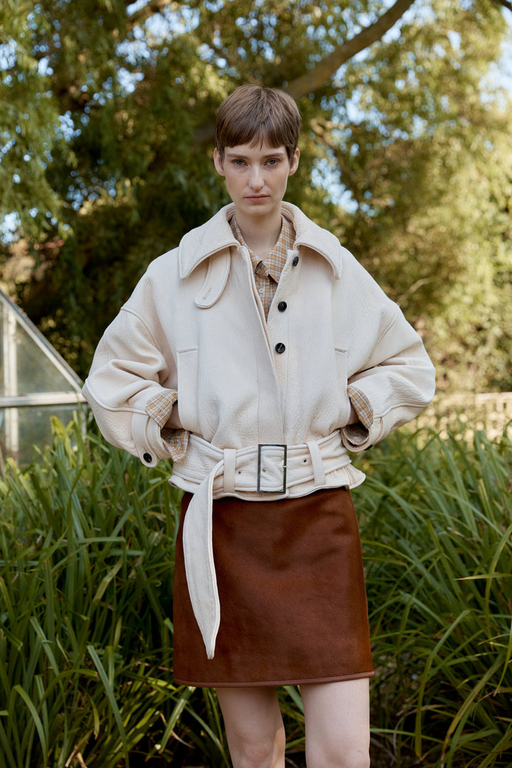 STRETCH WRINKLE LEATHER NARA JACKET