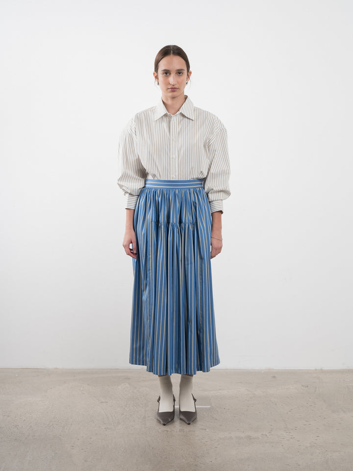 JAPANESE STRIPED SHIRTING PANEL SKIRT