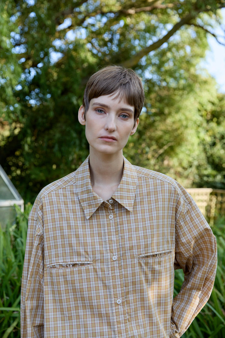 JAPANESE TYPEWRITER CHECKED COTTON PHOEBE SHIRT