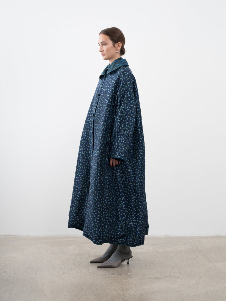 PRINTED QUILTED SILK DUPION ROO COAT