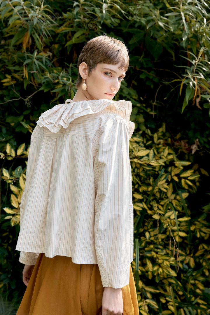 JAPANESE ORGANIC MUGWASHER STRIPE COTTON ROWAN JACKET