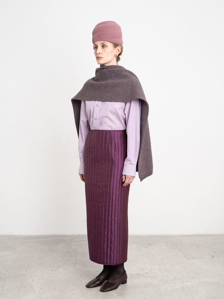 QUILTED SILK DUPION SADIE SKIRT