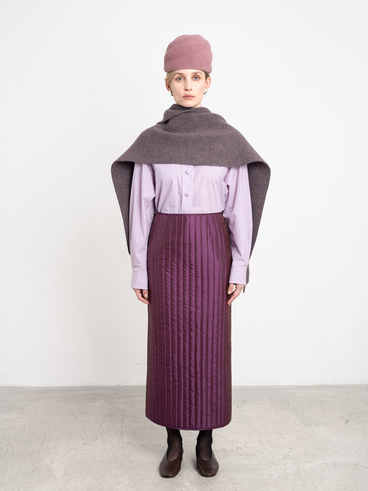 QUILTED SILK DUPION SADIE SKIRT