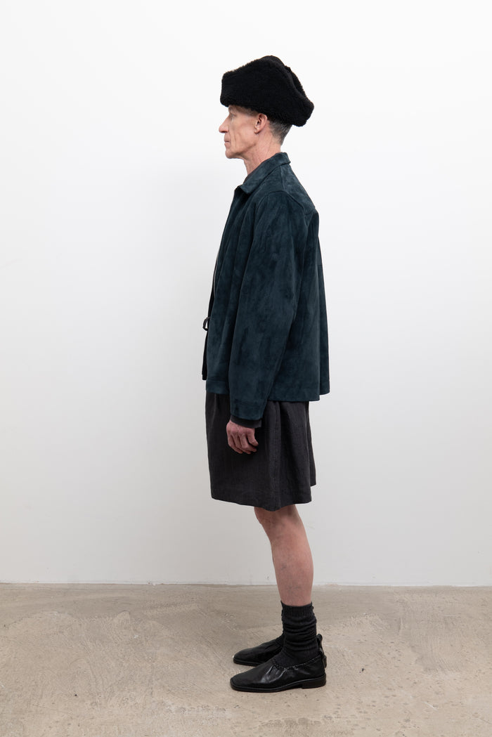 Zip-Up Sandy Jacket - Midnight Suede