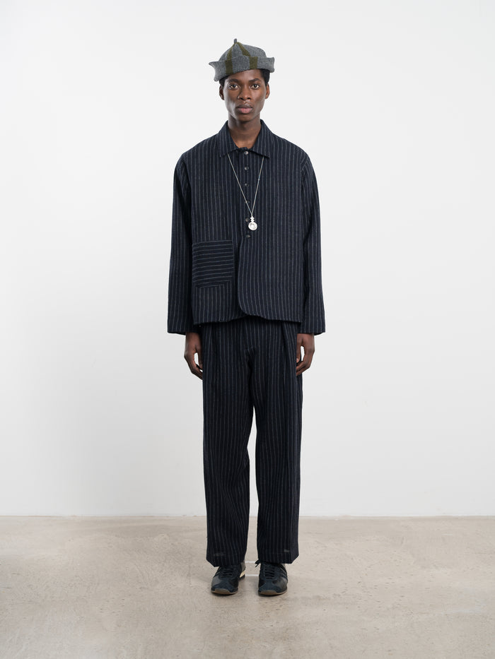 Sandy Jacket - Navy/ Grey Wool Stripe
