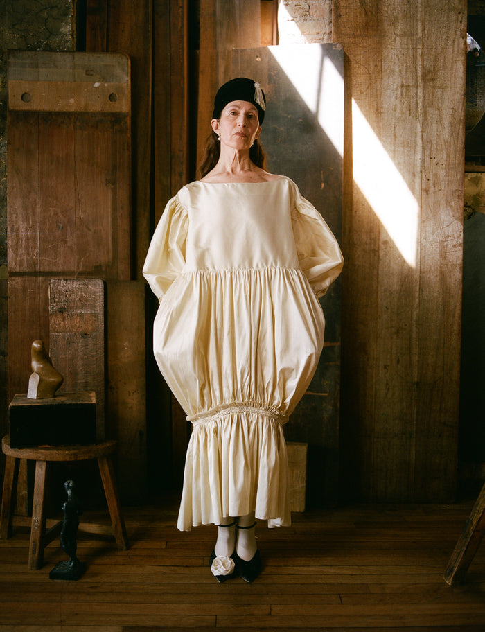 Nancy Dress - Ivory Dupion