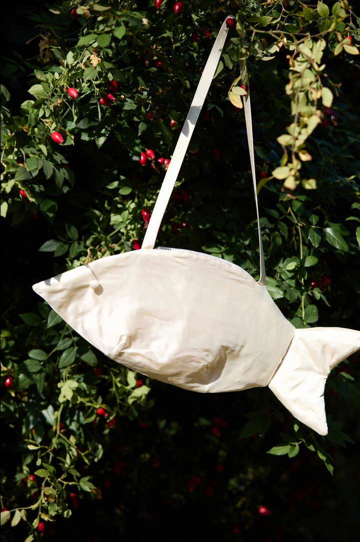IVORY SILK DUPION FISH BAG