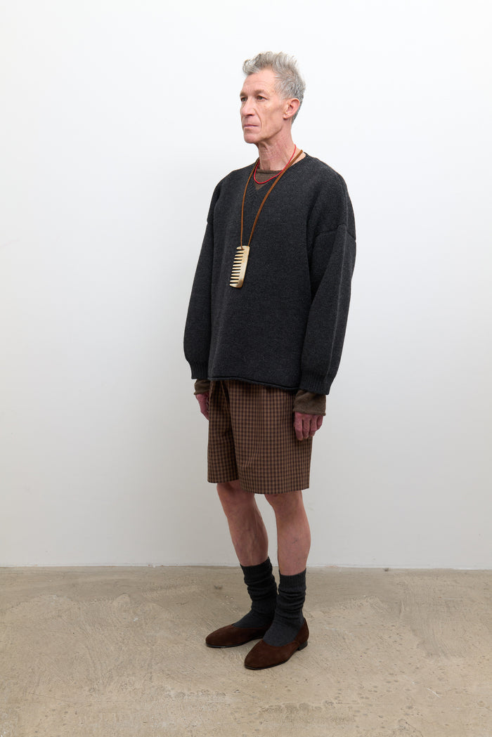 V-Neck Jumper - Dark Grey Wool