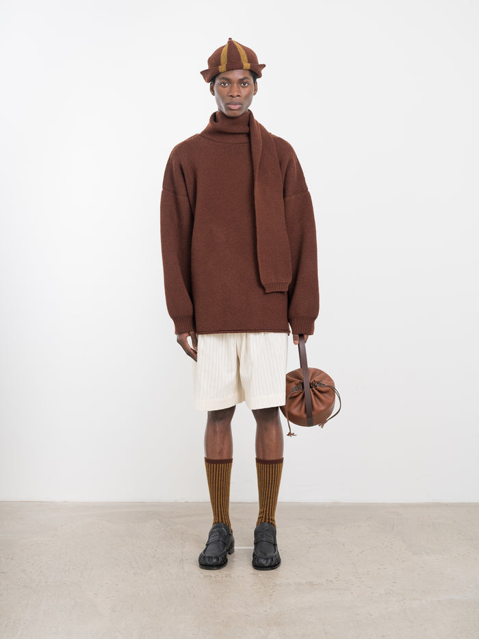 Mens Wrap Neck Pullover - Bordeaux Wool
