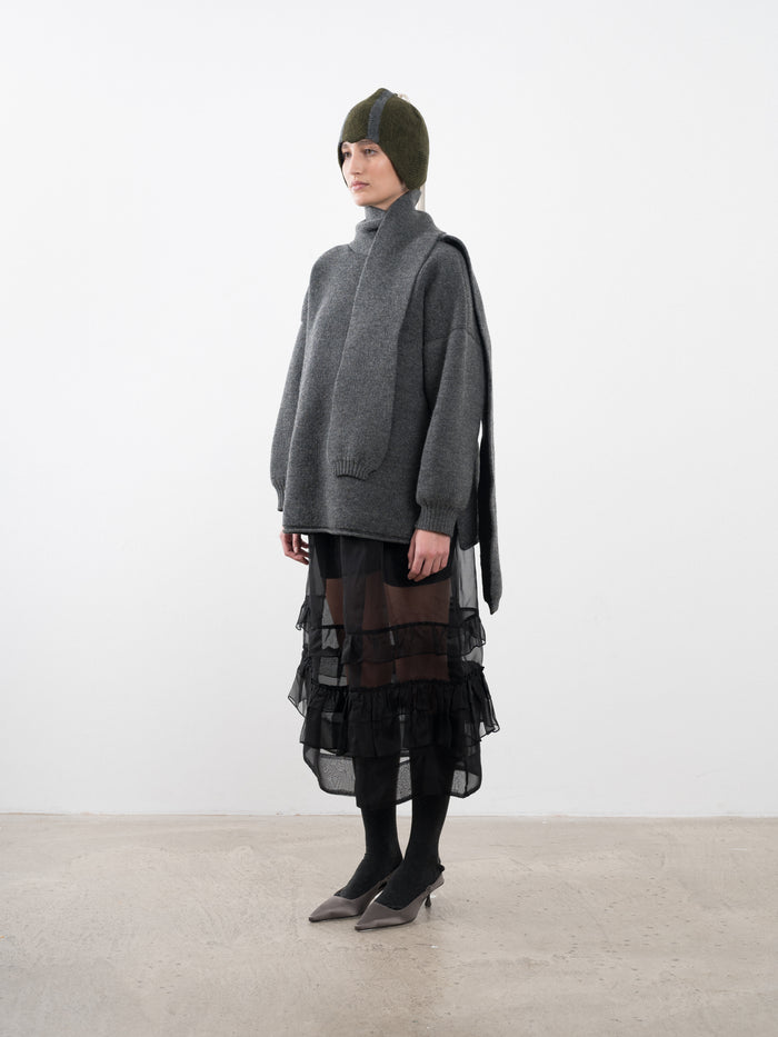 Womens Wrap Neck Pullover - Slate Wool