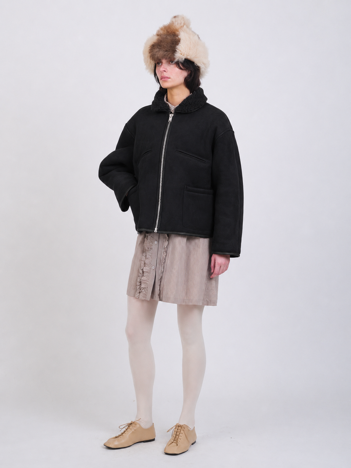 SUEDE BACK CURLY HAIR FLYING JACKET