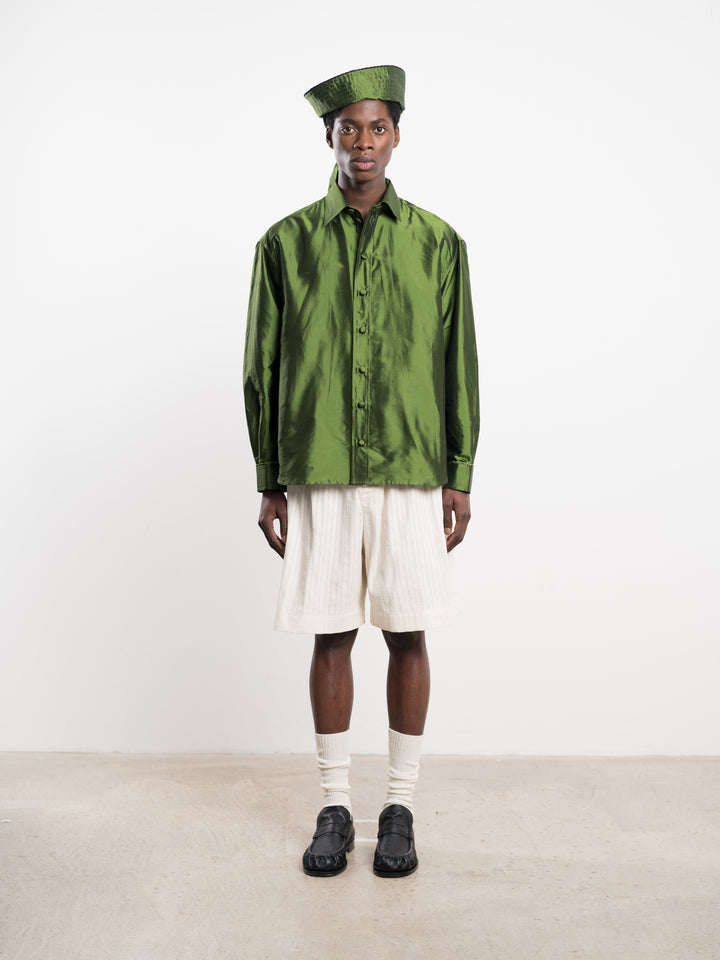 SILK DUPION ANGUS SHIRT WITH TRIM