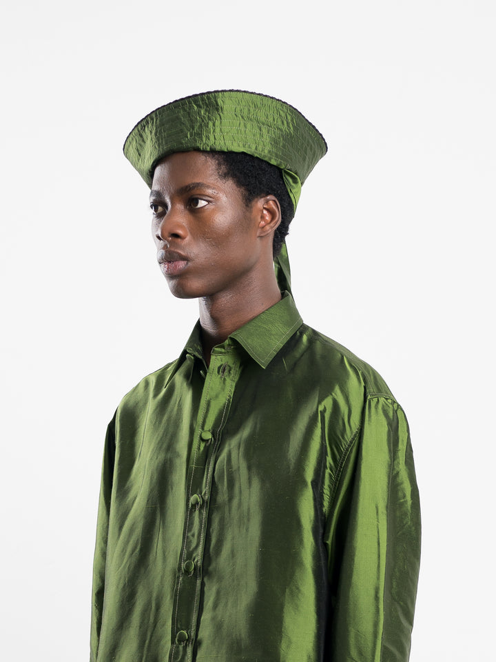 SILK DUPION SAILOR HAT WITH TRIM