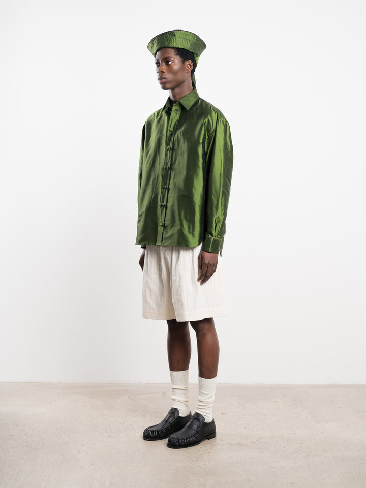 SILK DUPION ANGUS SHIRT WITH TRIM
