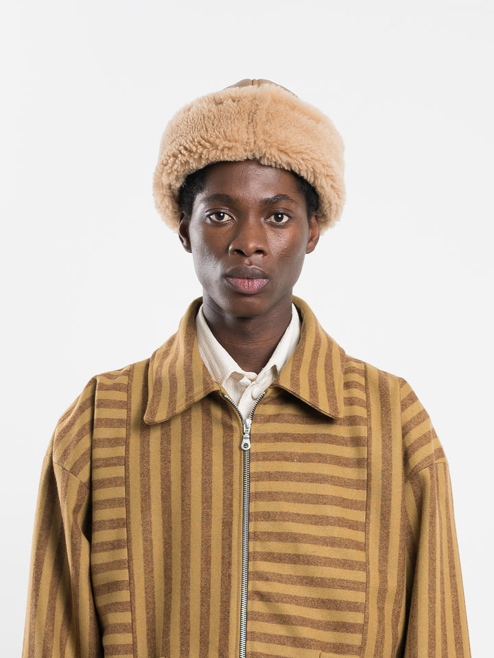 LEATHER BACK CURLY HAIR SHEEPSKIN CAP