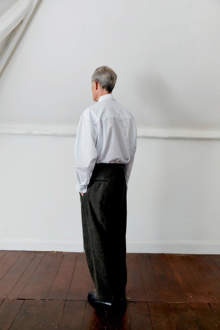 JAPANESE COTTON/LINEN DYED BACK SATIN SILAS TROUSER