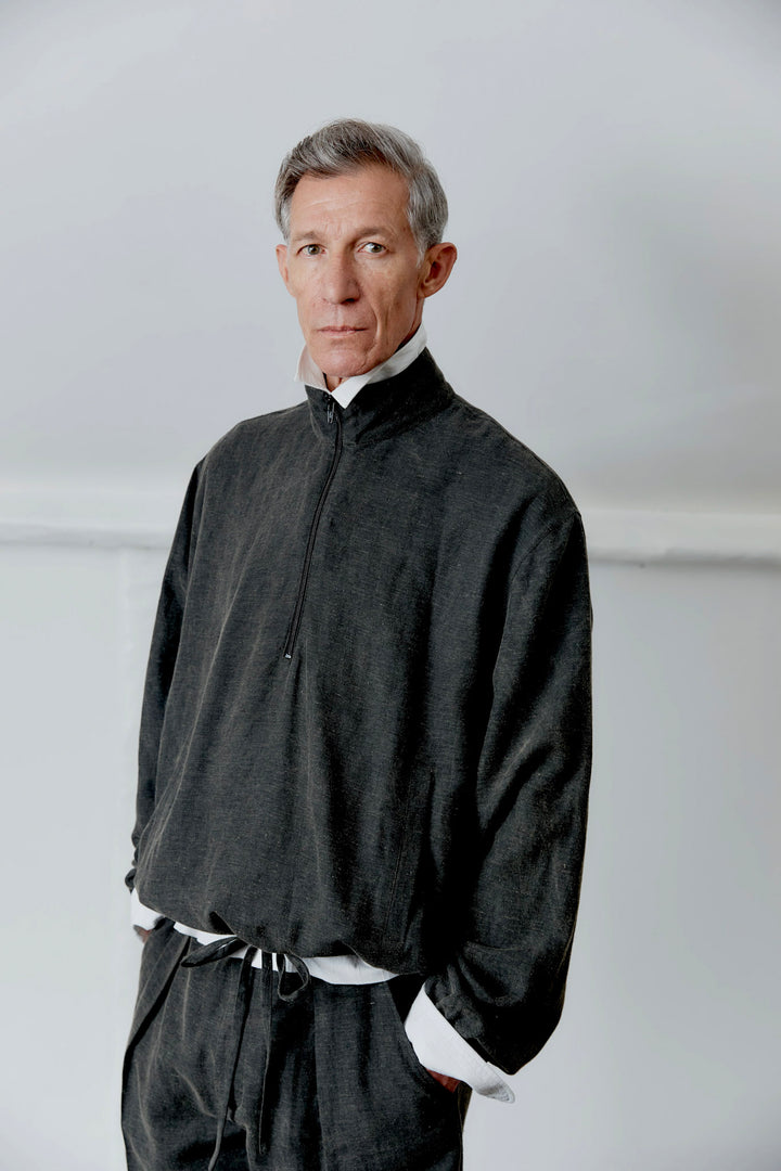 JAPANESE COTTON/LINEN DYED BACK MILES PULLOVER