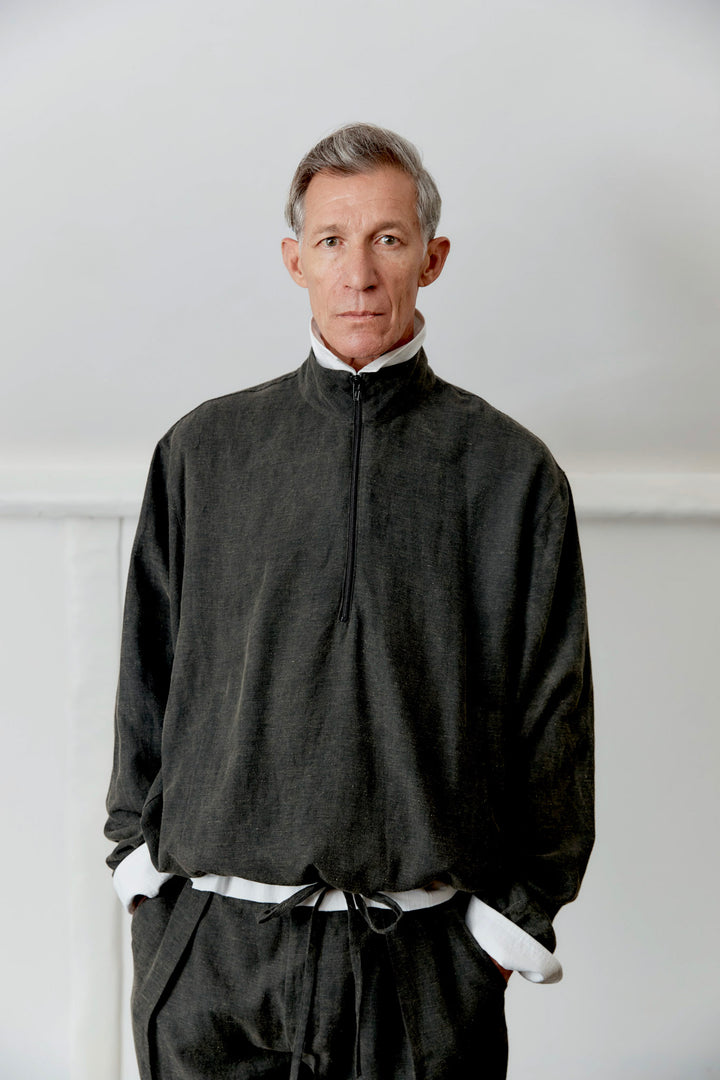 JAPANESE COTTON/LINEN DYED BACK MILES PULLOVER