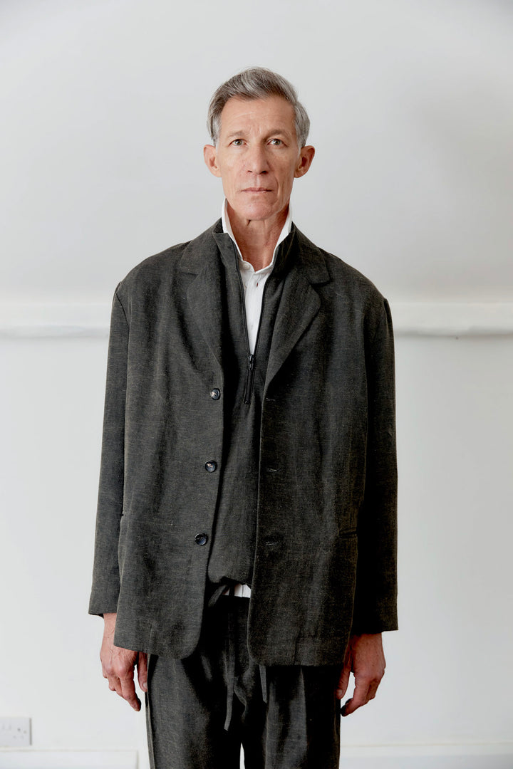 JAPANESE COTTON/LINEN DYED BACK SATIN SID BLAZER