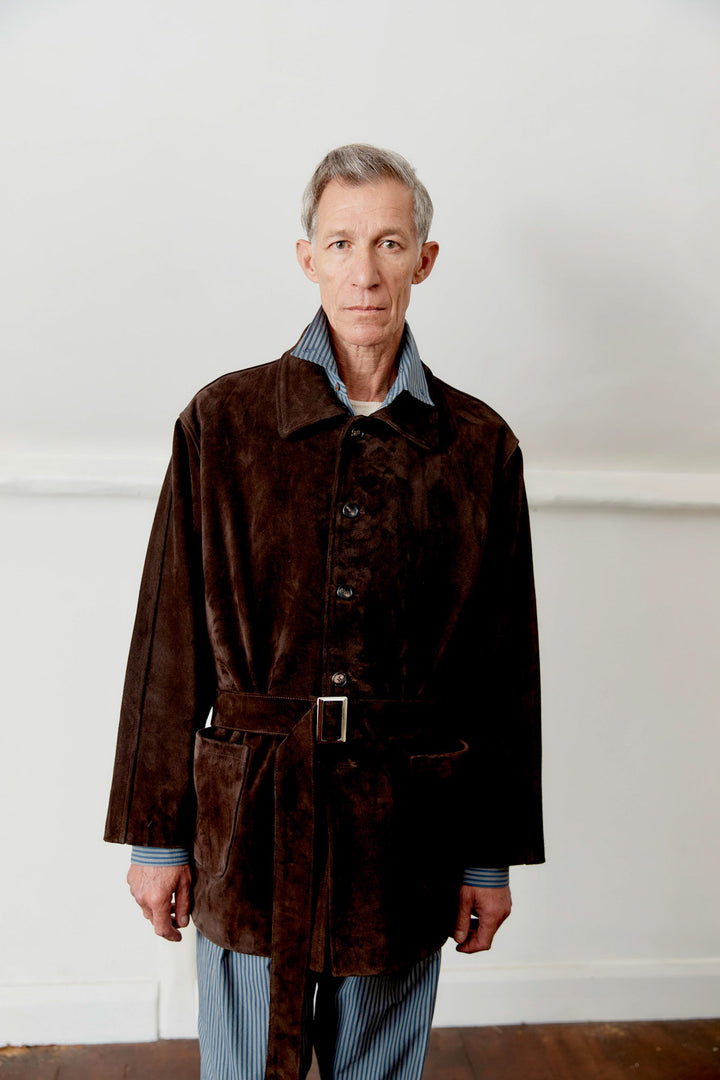 CALF SUEDE BELTED QUINN JACKET