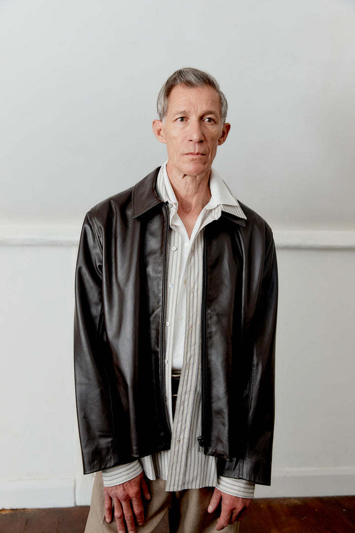 NAPPA LEATHER ZIP-UP SANDY JACKET