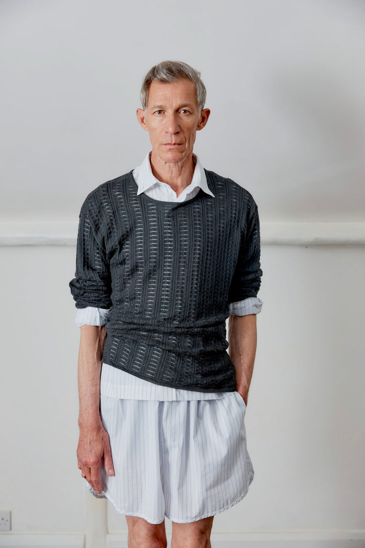 COTTON/CASHMERE POINTELLE LONG SLEEVE T-SHIRT