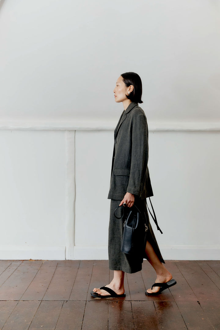 JAPANESE COTTON LINEN DYED SATIN ANDIE BLAZER