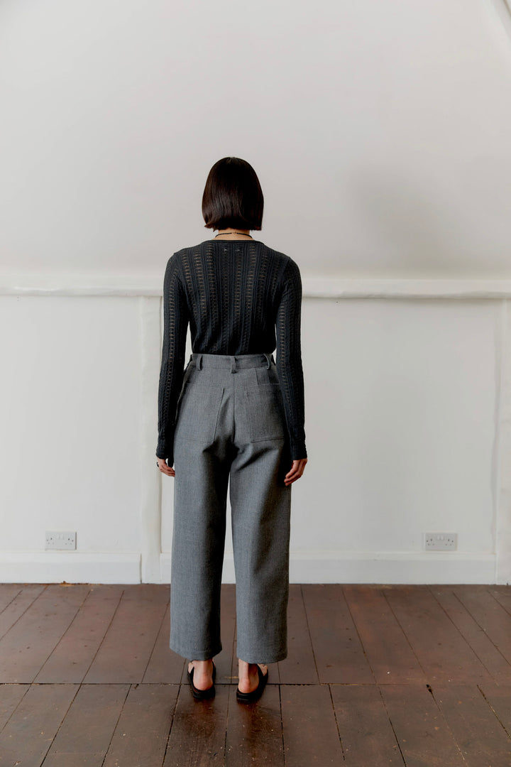 ORGANIC COMBED COTTON/CASHMERE BLEND POINTELLE  LONG SLEEVE T-SHIRT