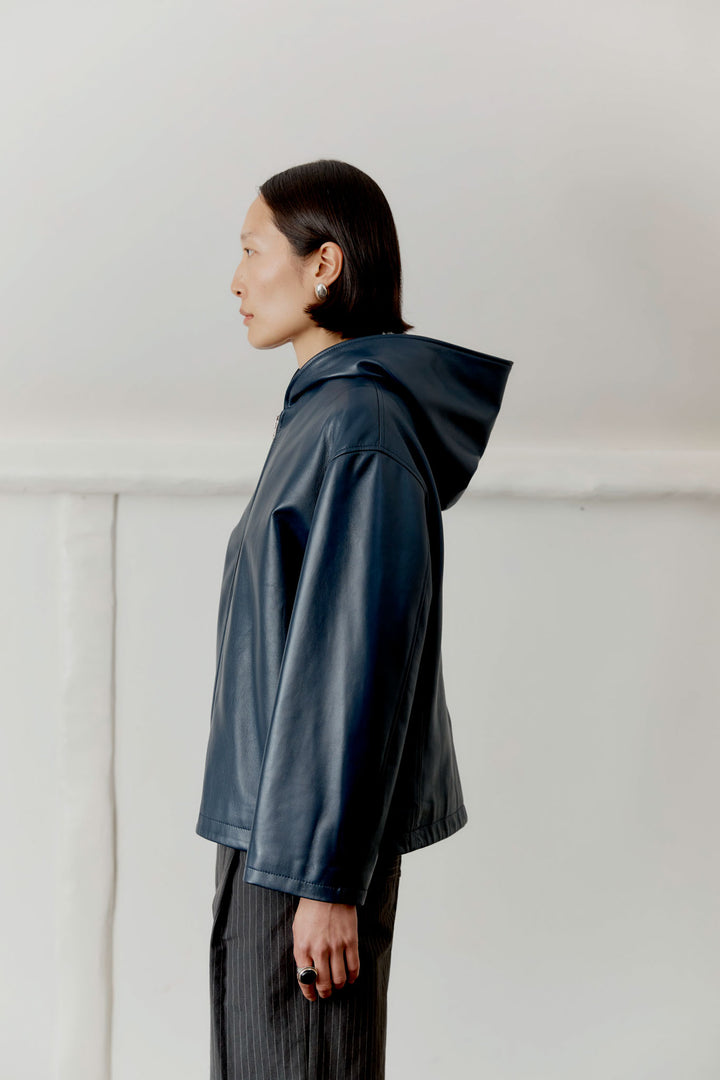 NAPPA LEATHER ZIP-UP HOODIE