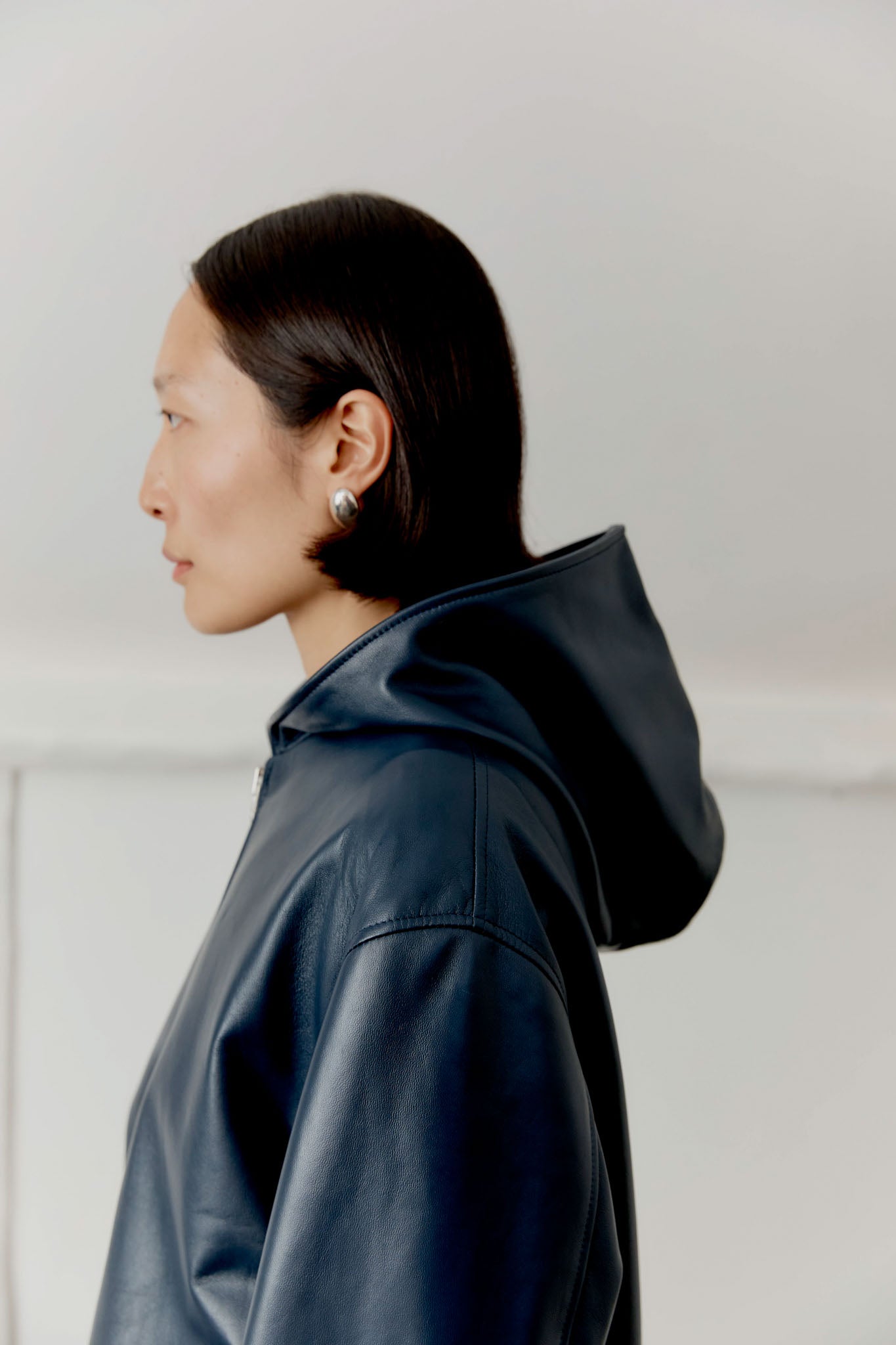 Nappa Leather Zip-Up Hoodie