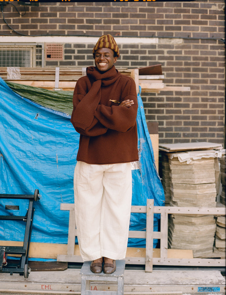 BRITISH MERINO WOOL WRAP NECK PULLOVER