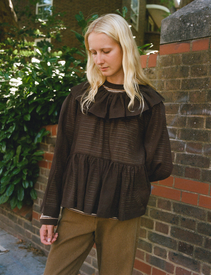 Japanese Cotton Voile Delilah Top - Chocolate