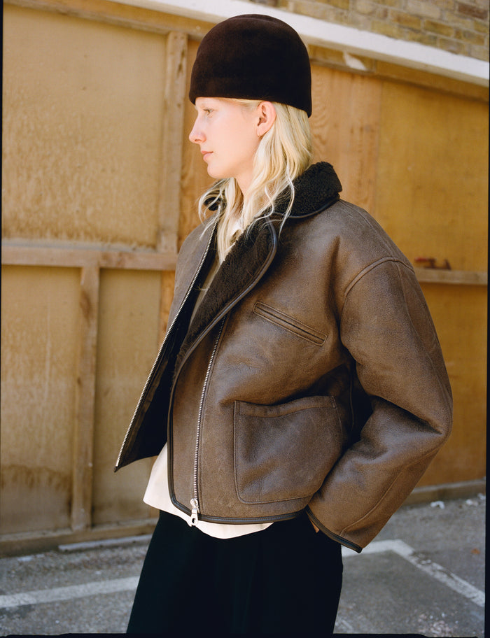 Flying Jacket - Antique Chocolate Shearling
