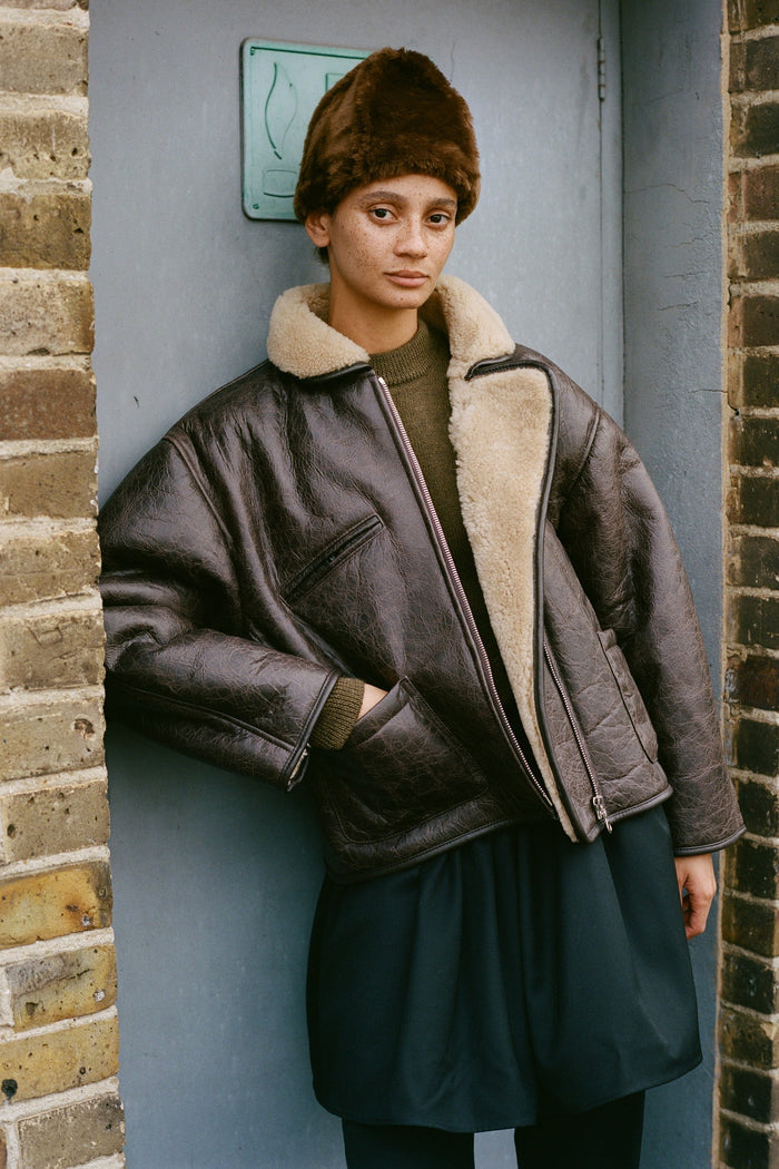 Flying Jacket - Brown Apple Crack Shearling