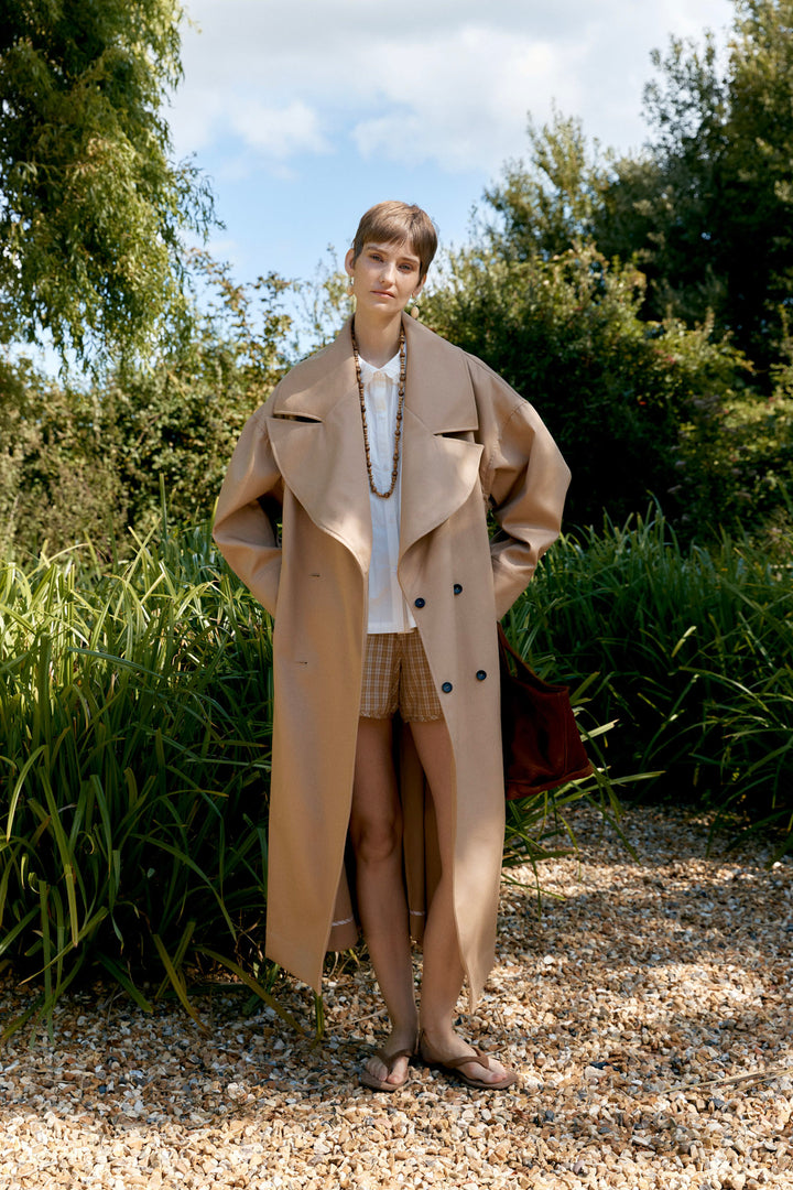 BRITISH COTTON GABARDINE AGNES DOUBLE BREASTED MAC