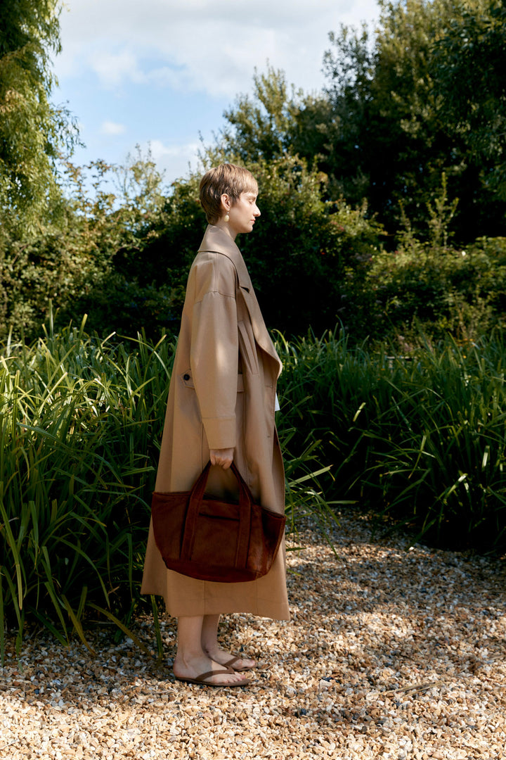 BRITISH COTTON GABARDINE AGNES DOUBLE BREASTED MAC