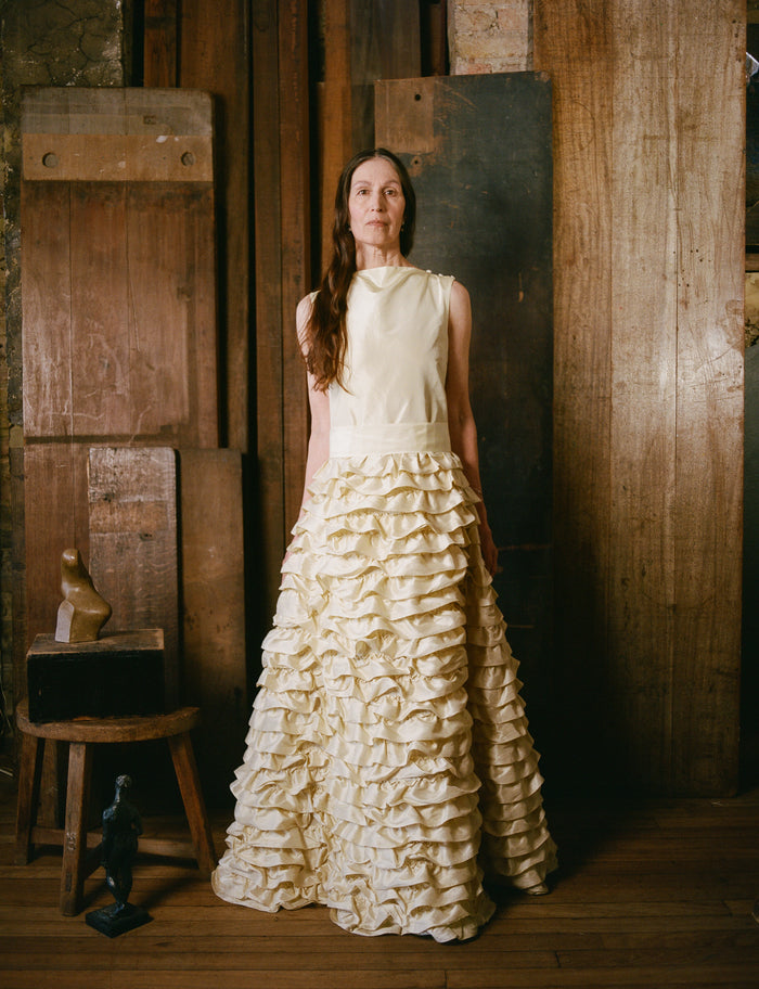 Ava Dress - Cream Tafetta And Dupion