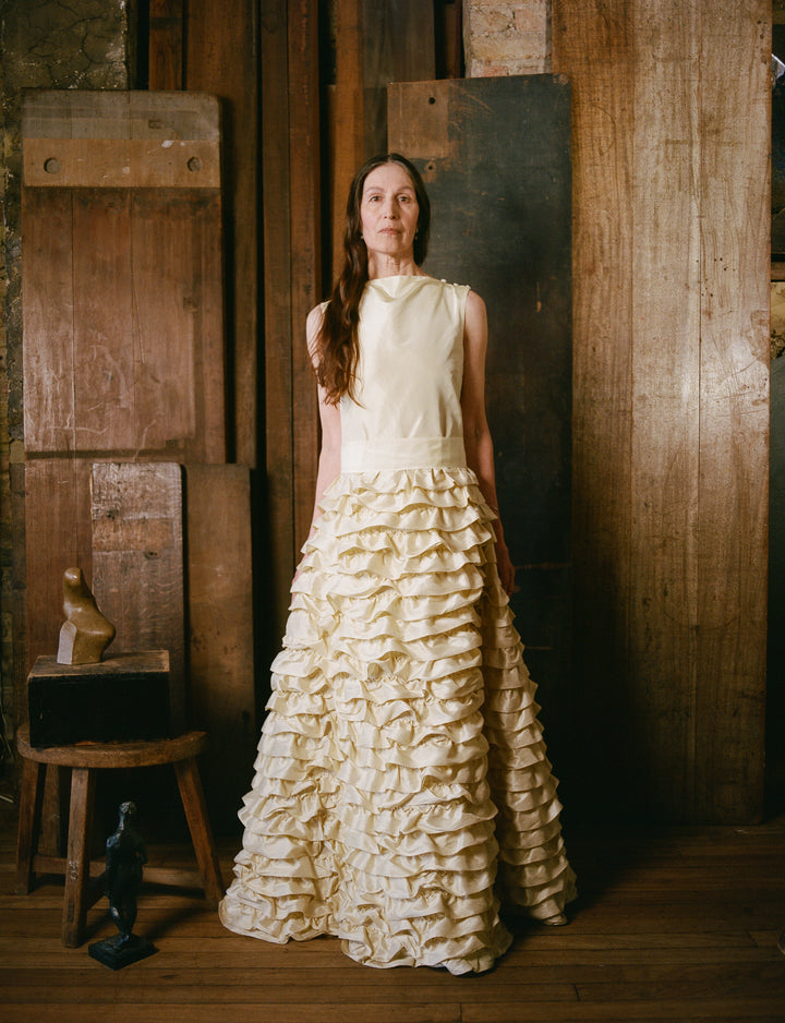 Ava Dress - Cream Tafetta And Dupion