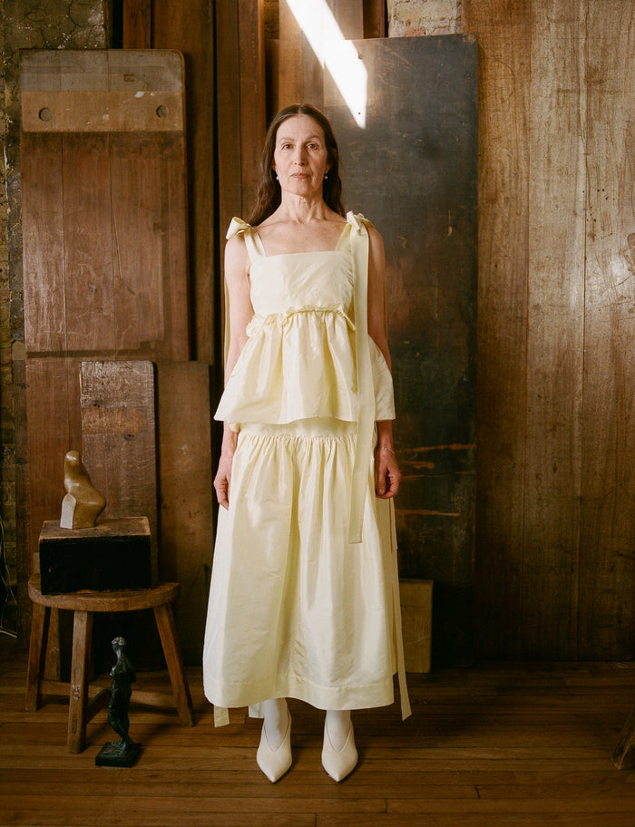 Olivia Bow Top - Cream Silk Taffeta