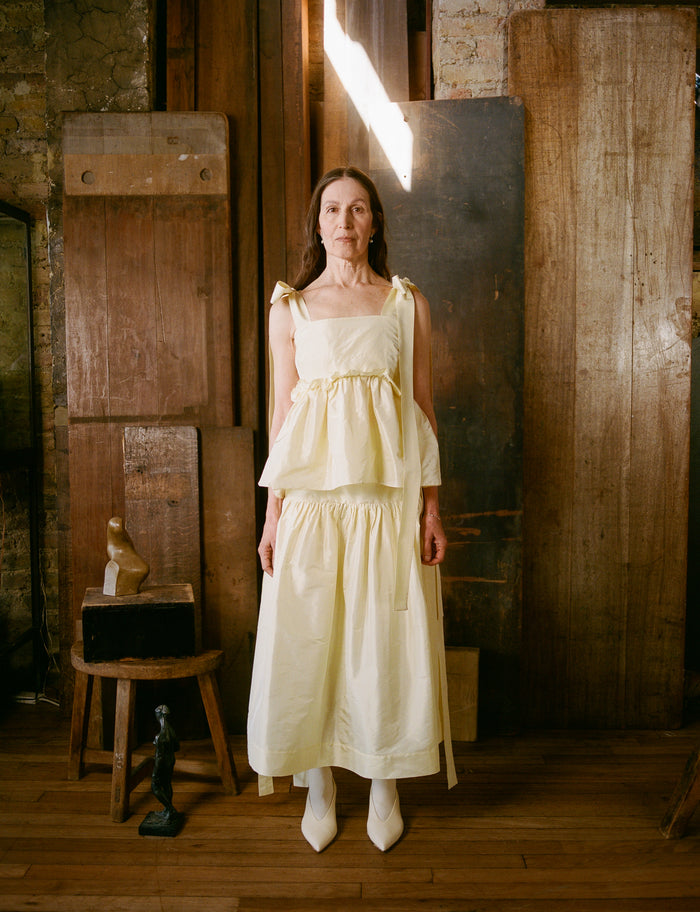 Mae Skirt - Cream Silk Taffeta