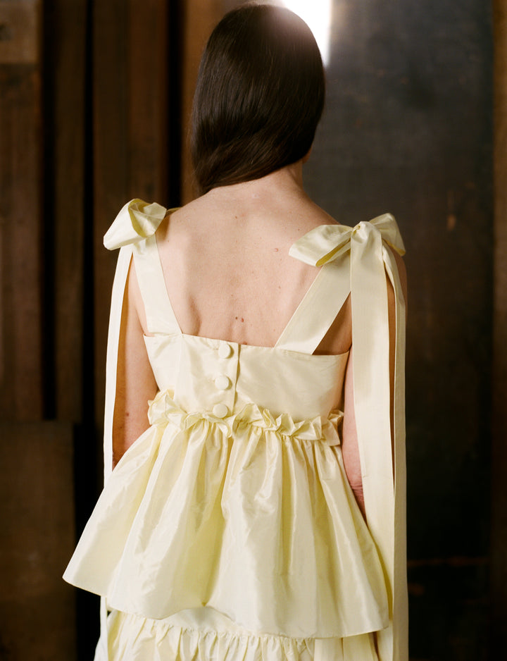 Olivia Bow Top - Cream Silk Taffeta