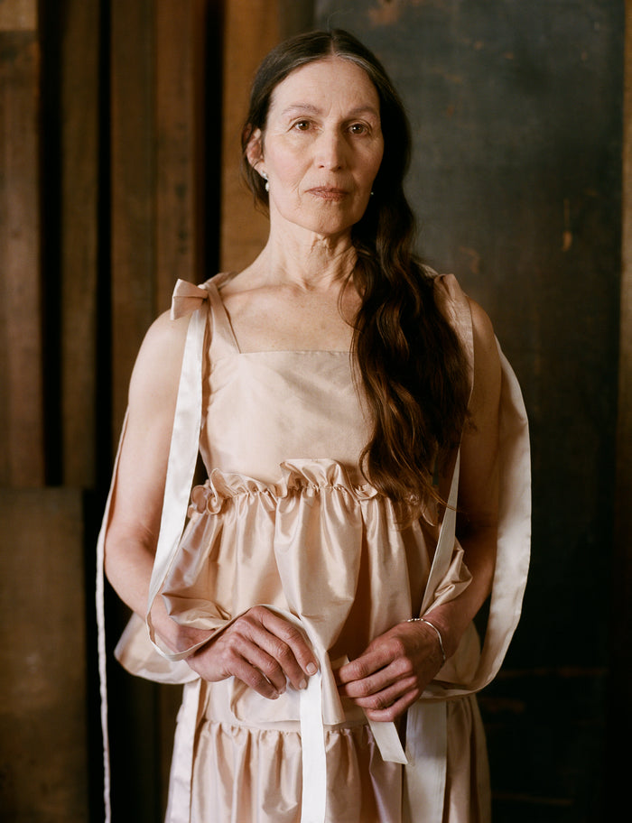 Olivia Bow Top - Eggshell Silk Dupion
