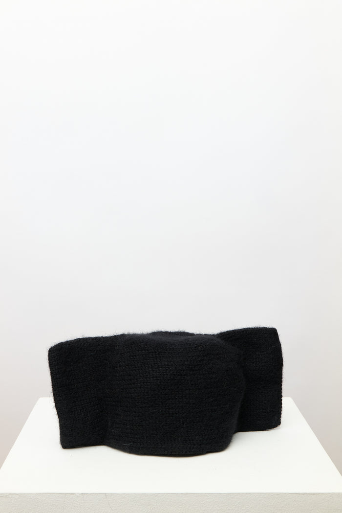 Bow Hat - Jet Black Wool