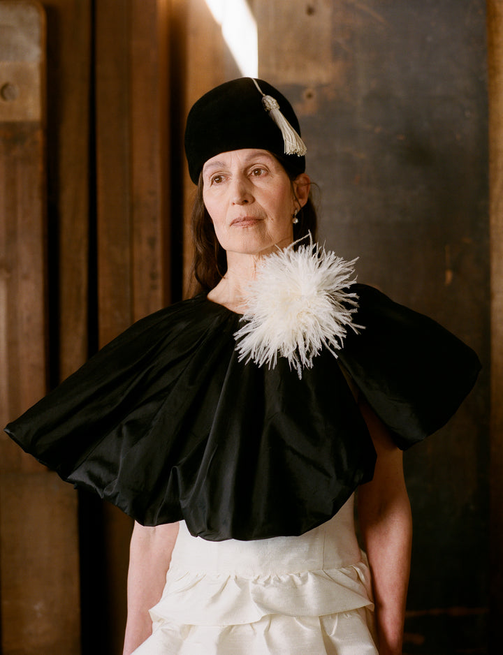 MARTHA CAPE - BLACK SILK DUPION